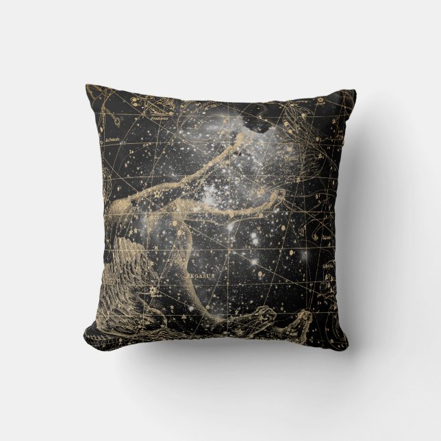 Coussin Fond de carte céleste étoilé vintage (Recto)