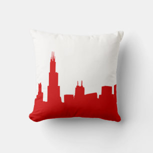 Coussin Fond de couleur DIY BG Chicago Skyline Silhouette