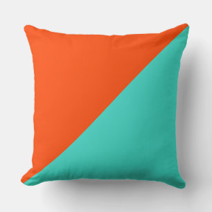 Coussin Fond de couleur unie turquoise et orange-rouge