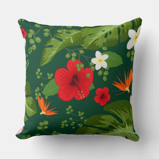 Coussin Fond de fleurs tropicales 8 (Recto)