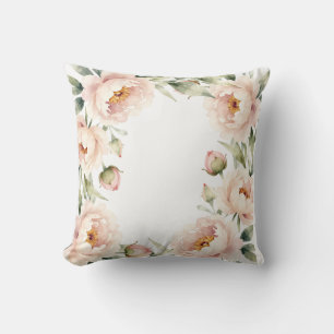 Coussin Fond floral élégant de pivoine rose clair à l'aqua