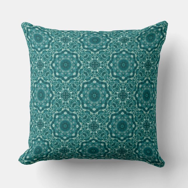 Coussin Fond Géométrique Mosaïque Turquoise Abstrait (Recto)