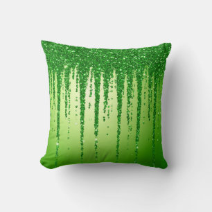Coussin Fond goutte à goutte de paillettes vertes avec sci