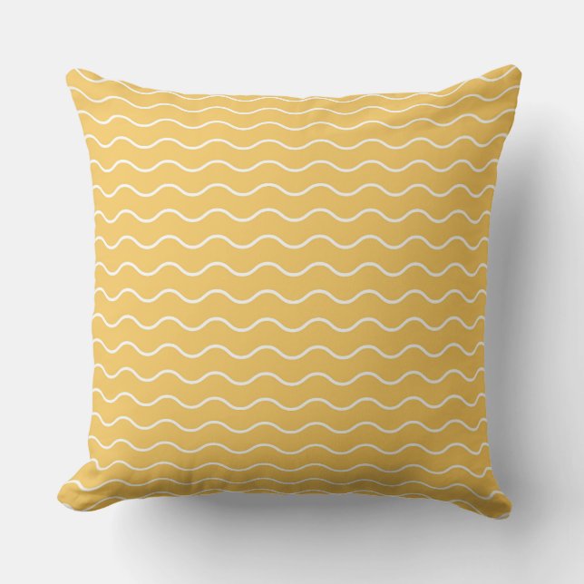 Coussin Fond jaune serein avec ligne ondulée blanche (Recto)