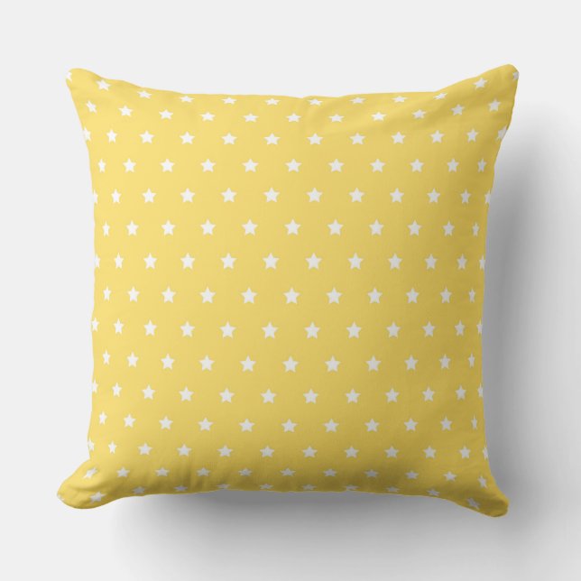 Coussin Fond jaune vif avec motif d'étoile blanche (Recto)