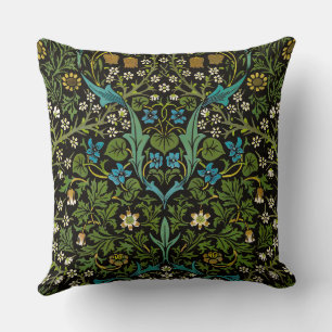 Coussin Fond Morris Noir Motif Vintage Blackthorn