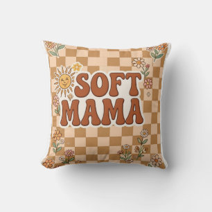 Coussin Fond PNG doux maman à carreaux marron Rétro - B