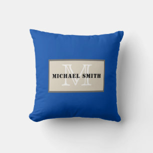 Coussin Fond uni bleu cobalt Monogram