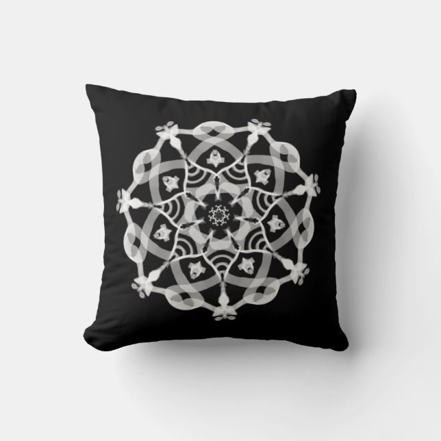 Coussin *~* fondant le mandala noir et blanc (Recto)