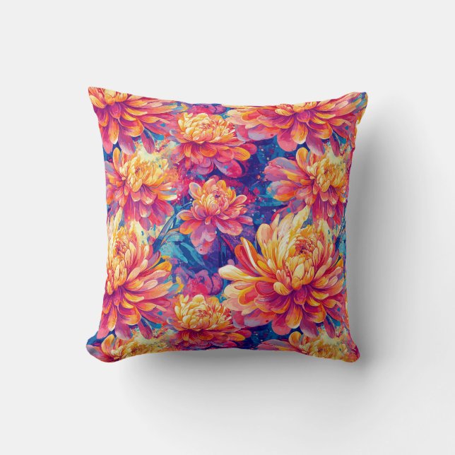 Coussin Fondre Chrysanthemum Pop Art Conception vibrante (Recto)