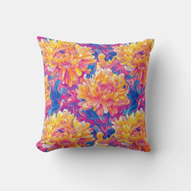 Coussin Fondre Chrysanthemum Pop Art Conception vibrante (Recto)