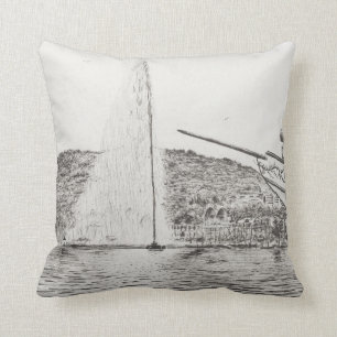 Coussin Fontaine de Genève et arc de l'embarcation de