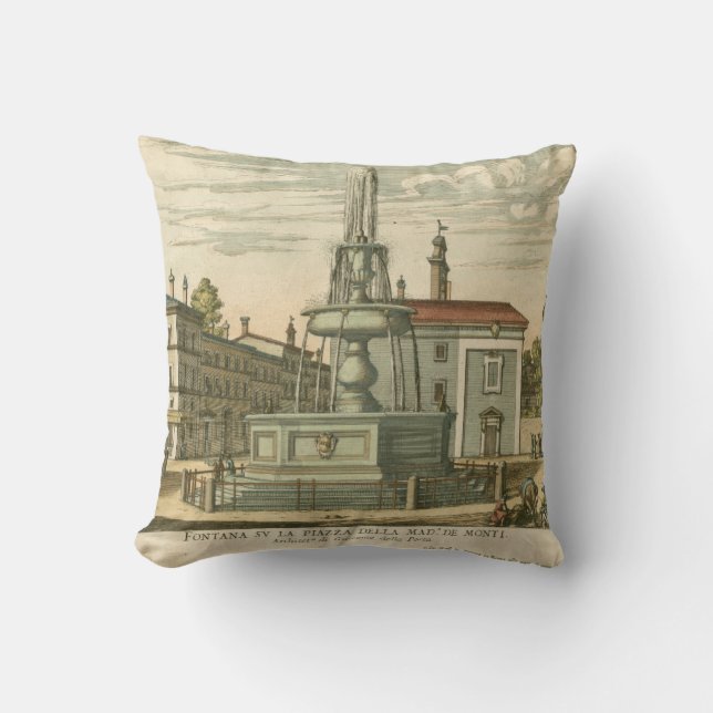 Coussin Fontaine italienne en ville Carré par Falda (Recto)