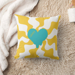 Coussin Fonte cardiaque - Turquoise et Jaune