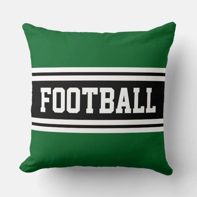 Coussin FOOTBALL Athletic Green Black White Racing Stripes (Recto)