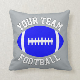 Coussin Football bleu avec nom d'équipe personnalisé et sp