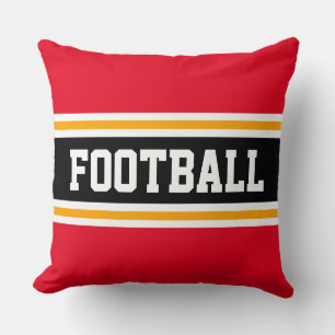 Coussin FOOTBALL Bold Bright Red Black rayures athlétiques