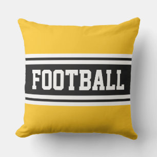 Coussin FOOTBALL Bright Jaune Noir Blanc Rayures de course