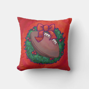 Coussin Football de couronne de Noël en rouge