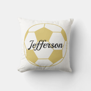 Coussin Football de football en or et blanc personnalisé