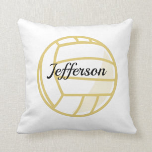 Coussin  Football de volley-ball en or et blanc personnali