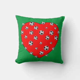 Coussin Football Et Coeur Rouge