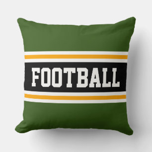 Coussin FOOTBALL Gras Forêt Vert Noir Jaune Bandes