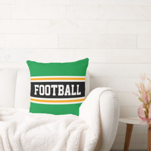Coussin FOOTBALL Gras Vert brillant noir rayures athlétiqu