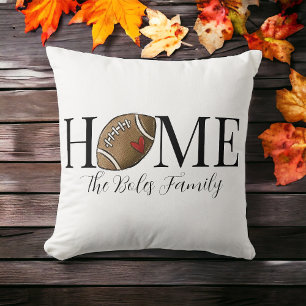 Coussin FOOTBALL Maison Cœur Nom de famille personnalisé