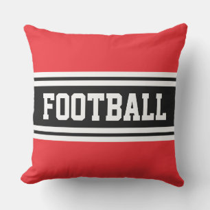 Coussin FOOTBALL rouge vif noir blanc rayures de course