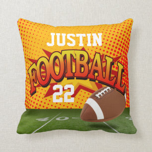Coussin Football Sports Nom personnalisé Numéro citrouille