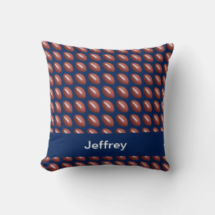 Coussin Footballs Blue Personnalisé Nom Carré
