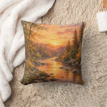 Forest Sunset Throw Pillow Cover