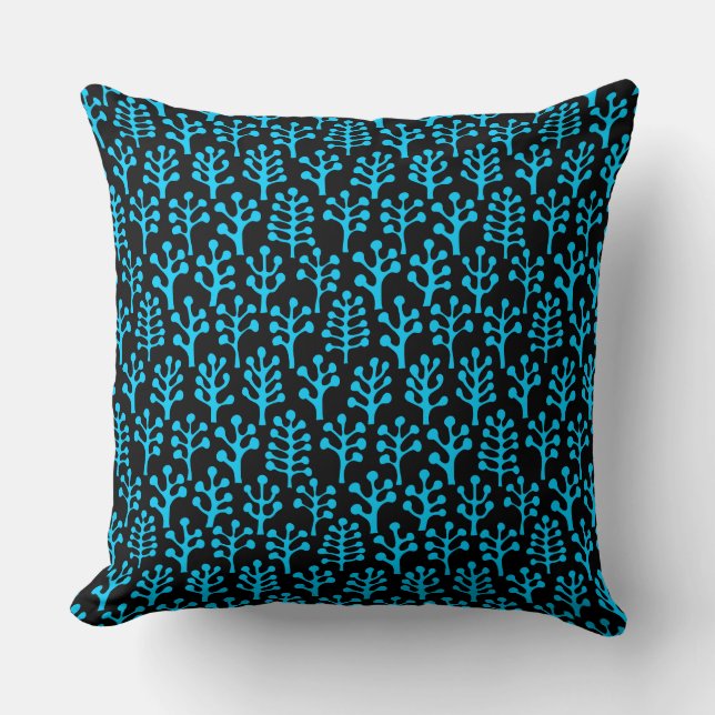 Coussin Forêt 230823 - Ciel bleu sur noir (Recto)