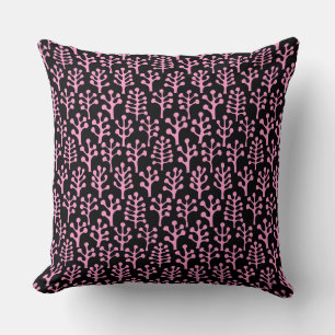 Coussin Forêt 230823 - Rose sur Noir