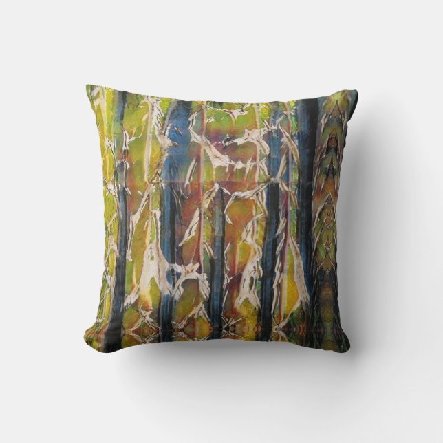 Coussin Forêt Abstraite à travers les arbres (Recto)