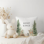 Coussin Forêt Animaux De Bois Avec Nom De Bébé<br><div class="desc">Présentez nos animaux de forêt avec le nom de bébé jetez l'oreiller - parfait pour une célébration mignonne et fantasque! Doté d'un thème moderne de forêt aquarelle avec d'adorables créatures comme le renard, l'ours brun, le lapin et le cerf, il est parfait pour une douche sans rapport avec le genre....</div>