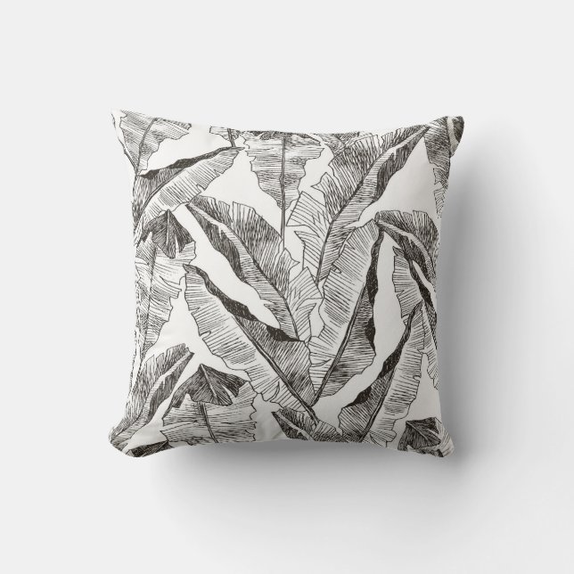 Coussin Forêt blanche noire : Motif Plante tropical (Recto)