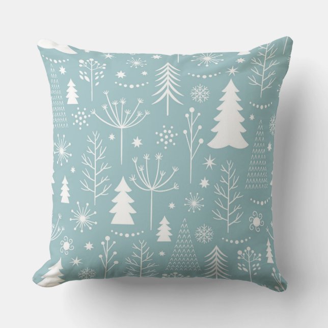 Coussin Forêt bleu-clair de vacances (Recto)