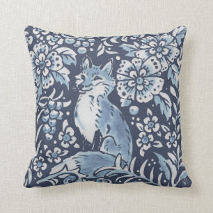 Coussin Forêt Bleue Bleue Ornat Raisins de renard Bois