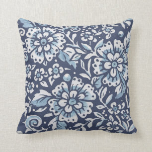 Coussin Forêt Bleue Bleue Ornée Damas Forêt Florale