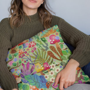 Coussin Forêt boisée colorée et brillante