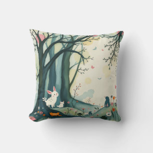 Coussin Forêt d'aquarelle Abstraite mystique
