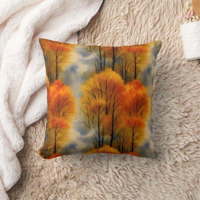 Coussin Forêt d'automne rustique - Aquarelle d'automne (Couverture)