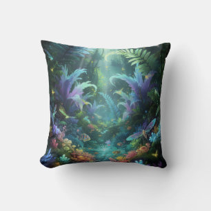Coussin Forêt de bioluminescence enchantée Jungle magique