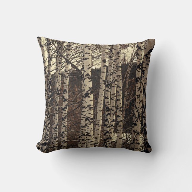 Coussin Forêt de bouleaux nature (Recto)