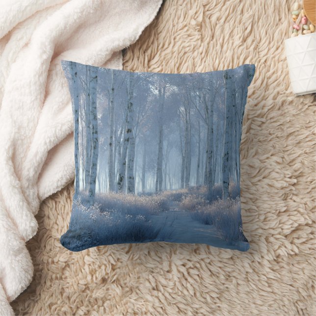 Coussin Forêt de bouleaux radieuse enneigée  (Couverture)
