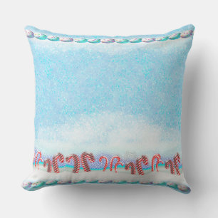 Coussin Forêt de cannes à sucre de Noël blanche