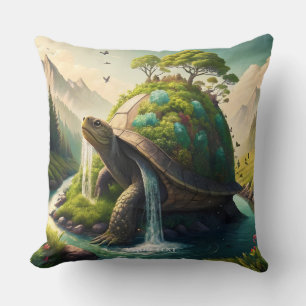 Coussin Forêt de cascade de la Tortue mûre Imaginaire