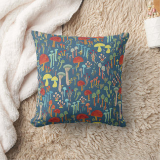 Coussin Forêt de champignons bleus